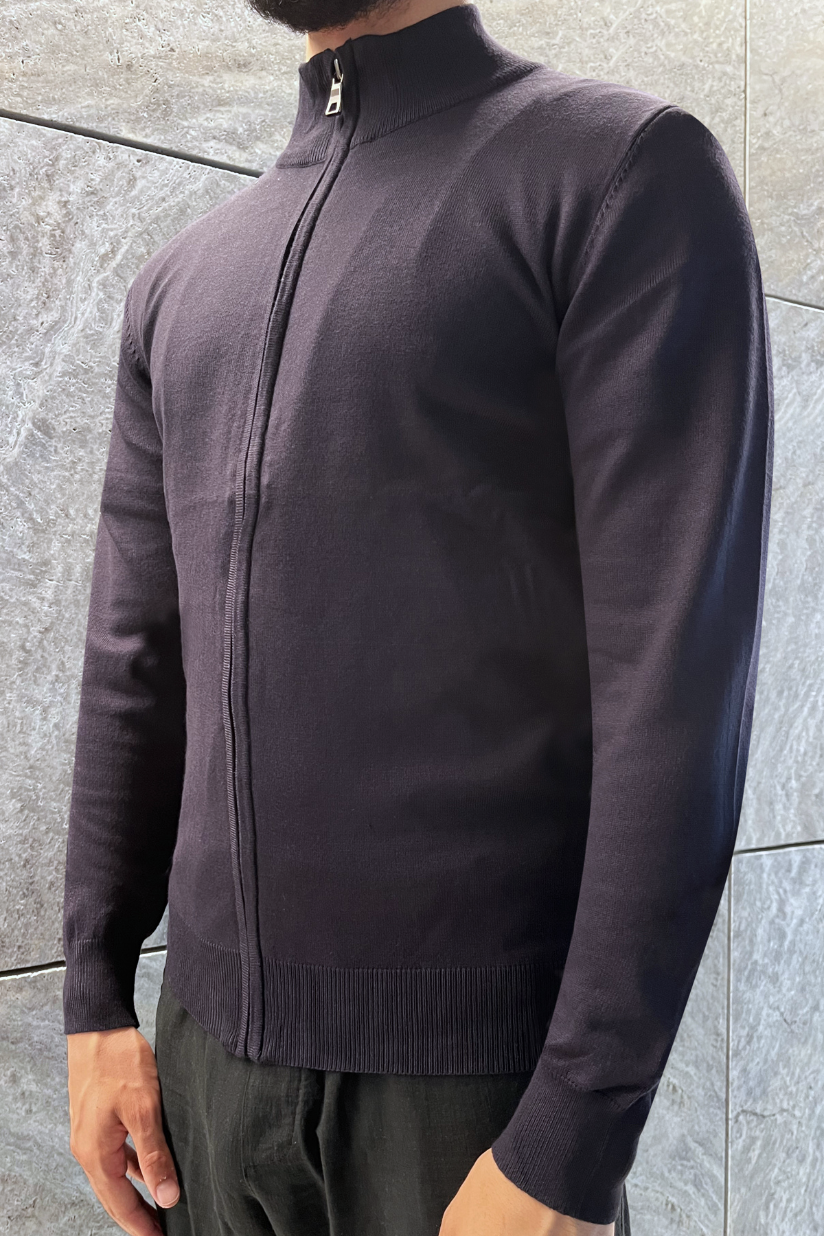 Full Zip Sweater - Dark Blue