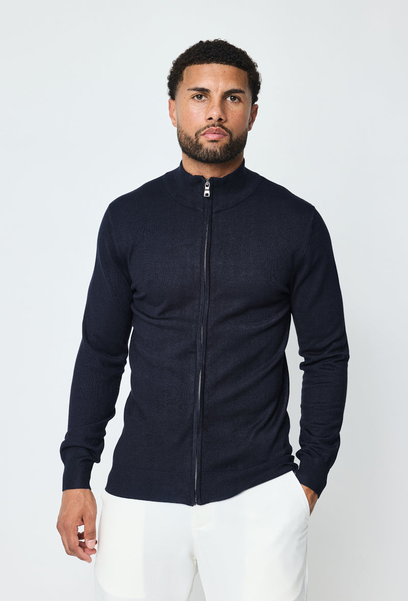 Full Zip Sweater - Dark Blue