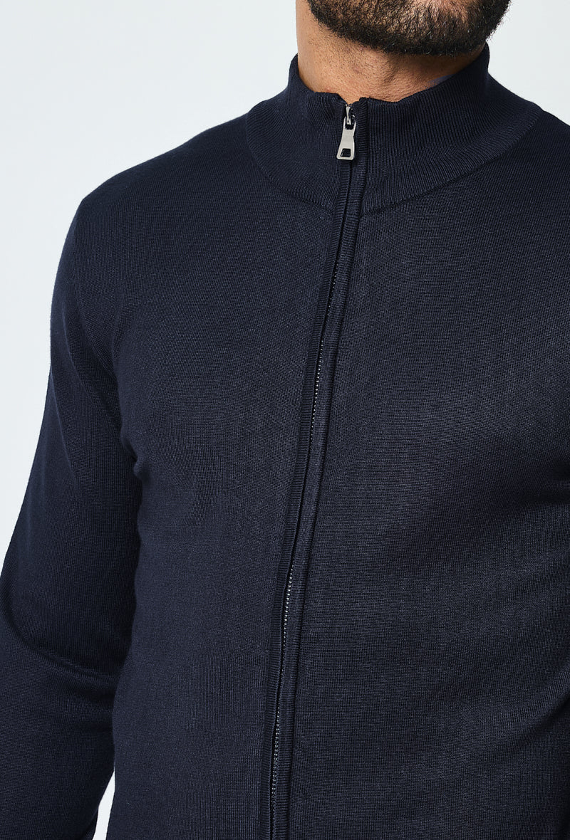 Full Zip Sweater - Dark Blue