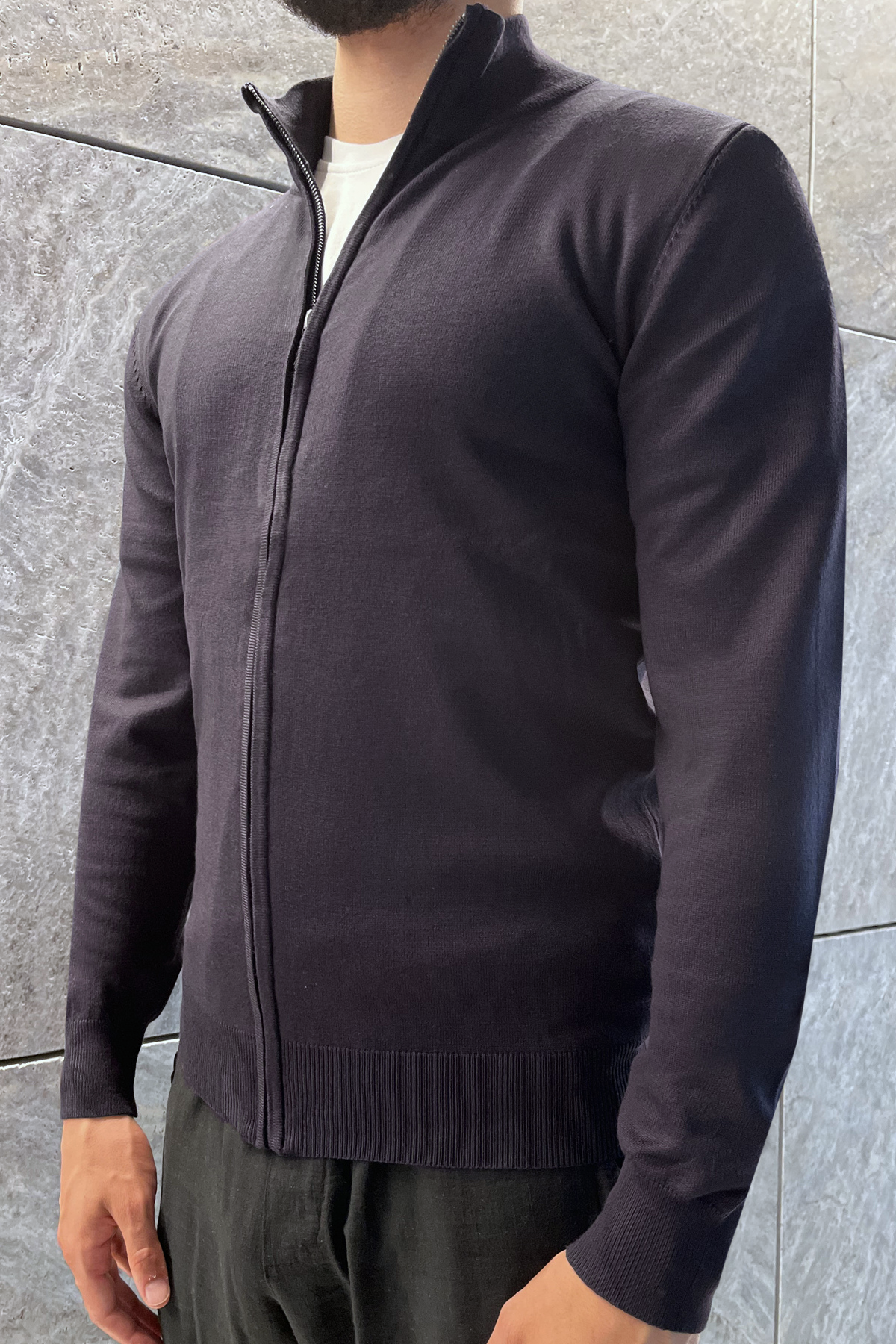 Full Zip Sweater - Dark Blue