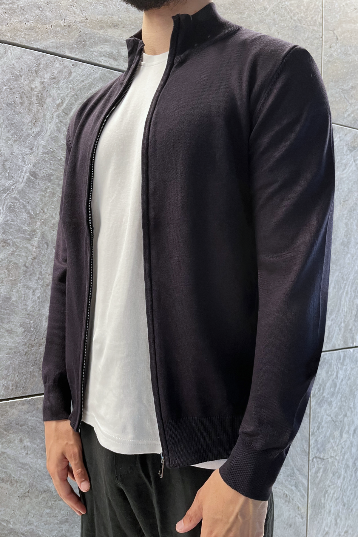 Full Zip Sweater - Dark Blue