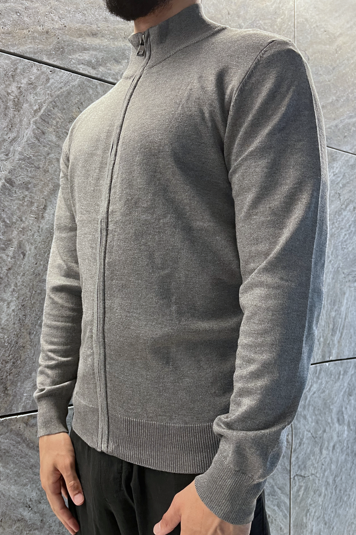 Full Zip Sweater - Gray