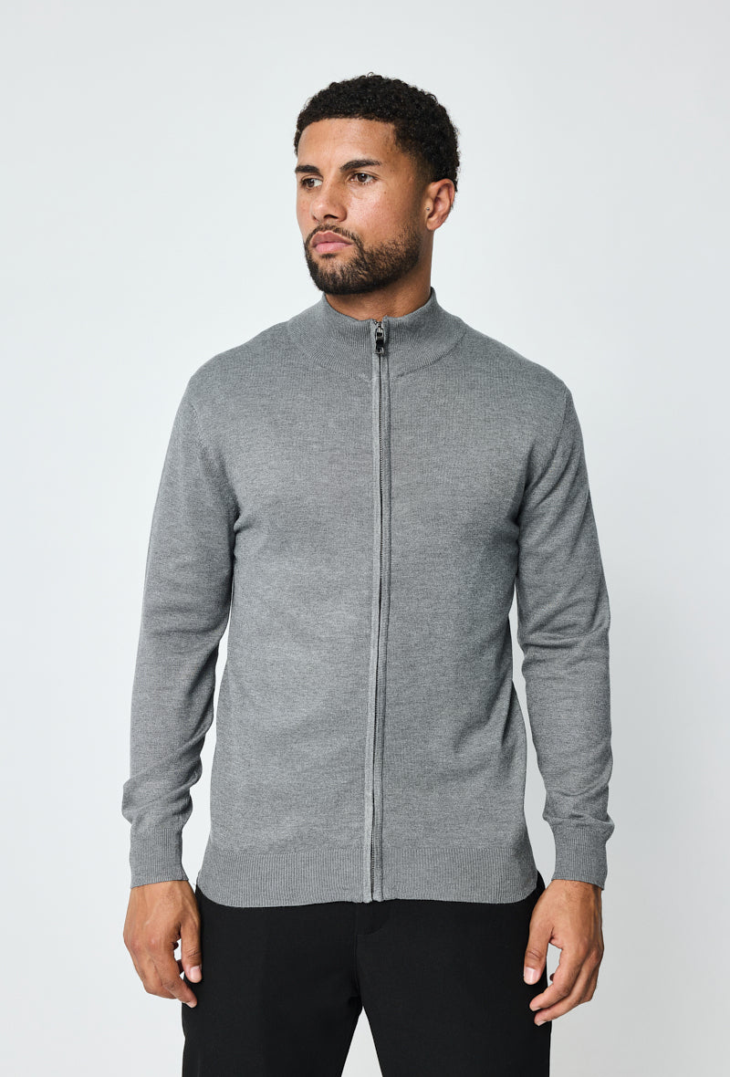 Full Zip Sweater - Gray