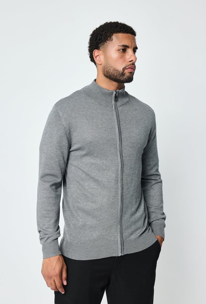 Full Zip Sweater - Gray