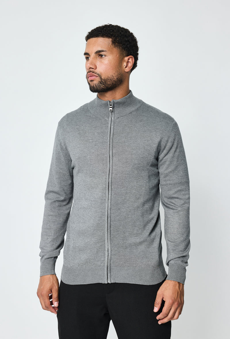 Full Zip Sweater - Gray