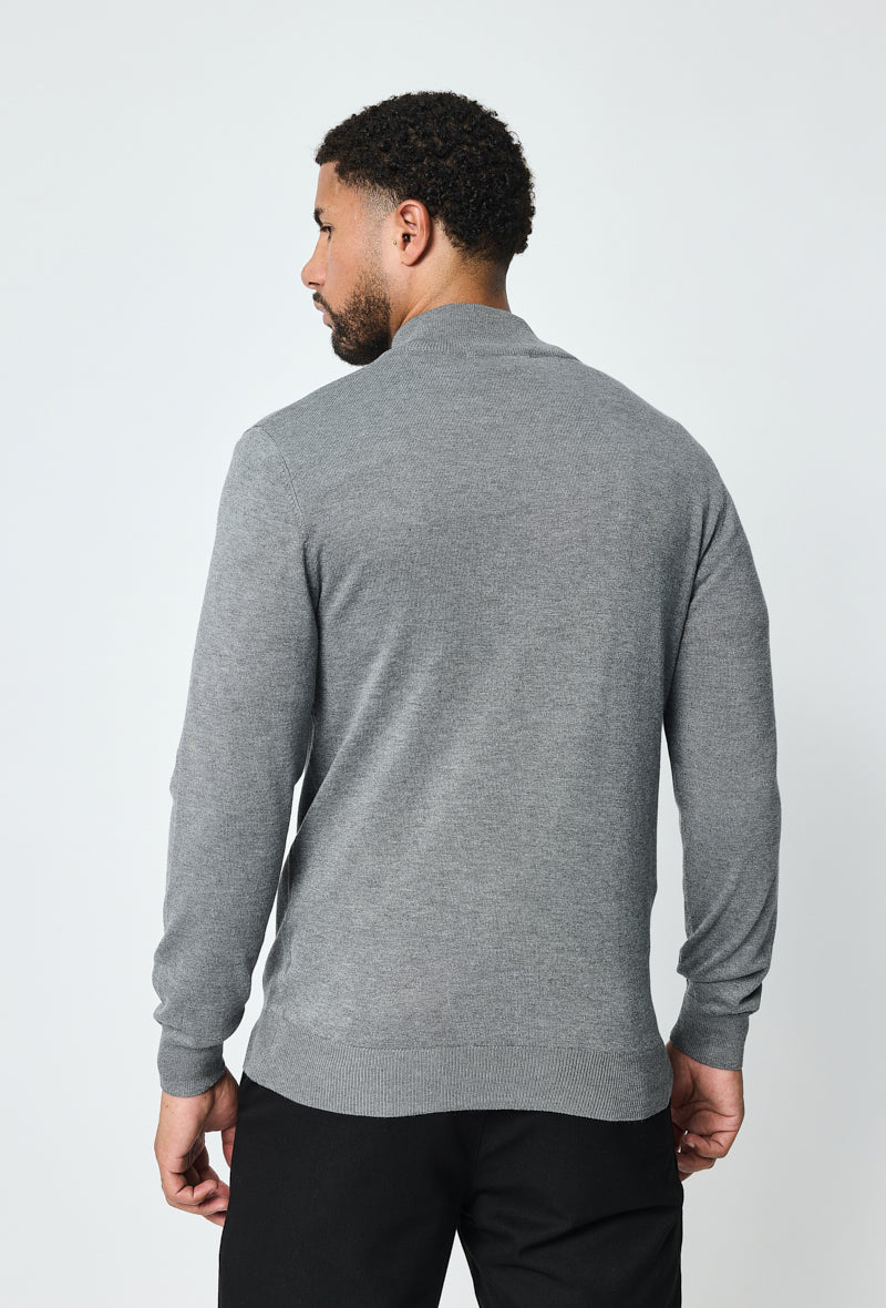Full Zip Sweater - Gray