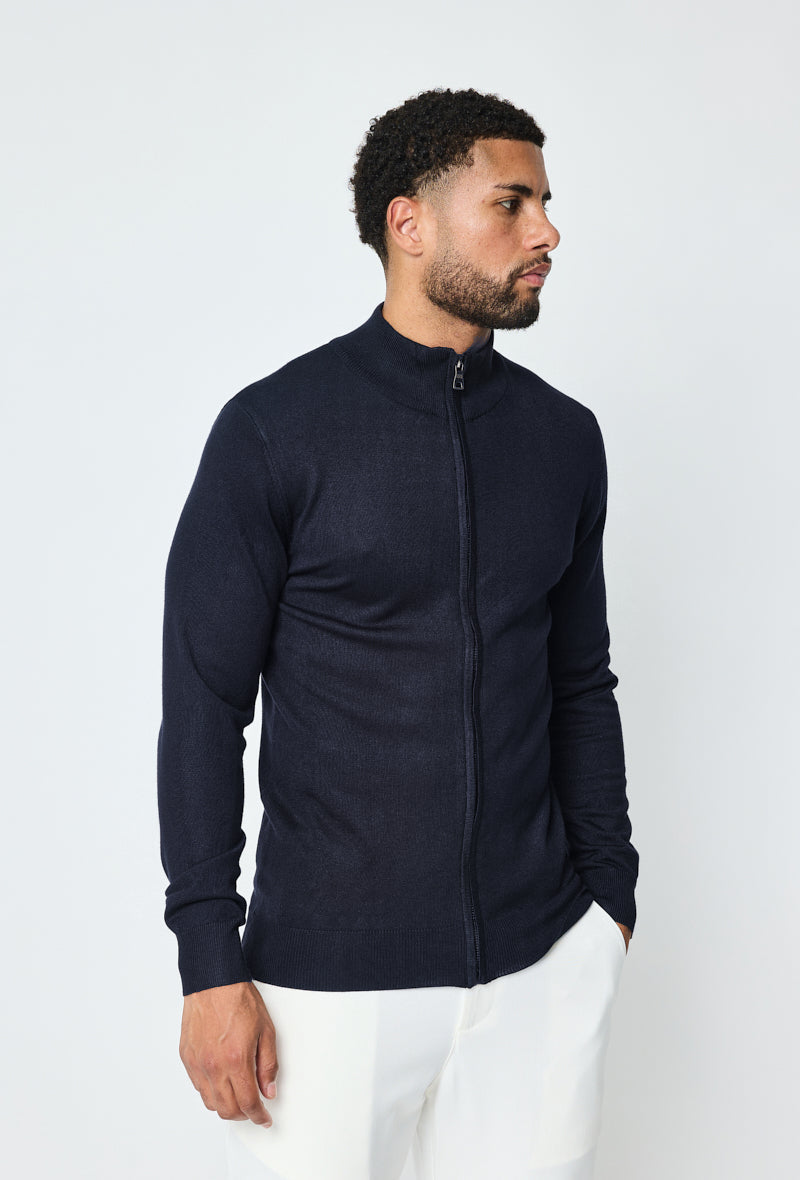 Full Zip Sweater - Dark Blue